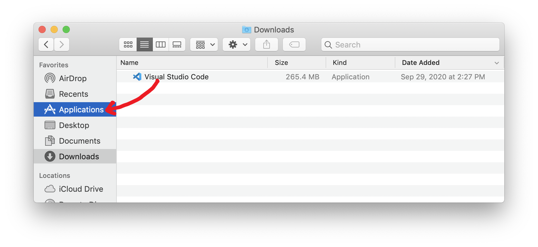 VS Code installer screenshot - MacOS