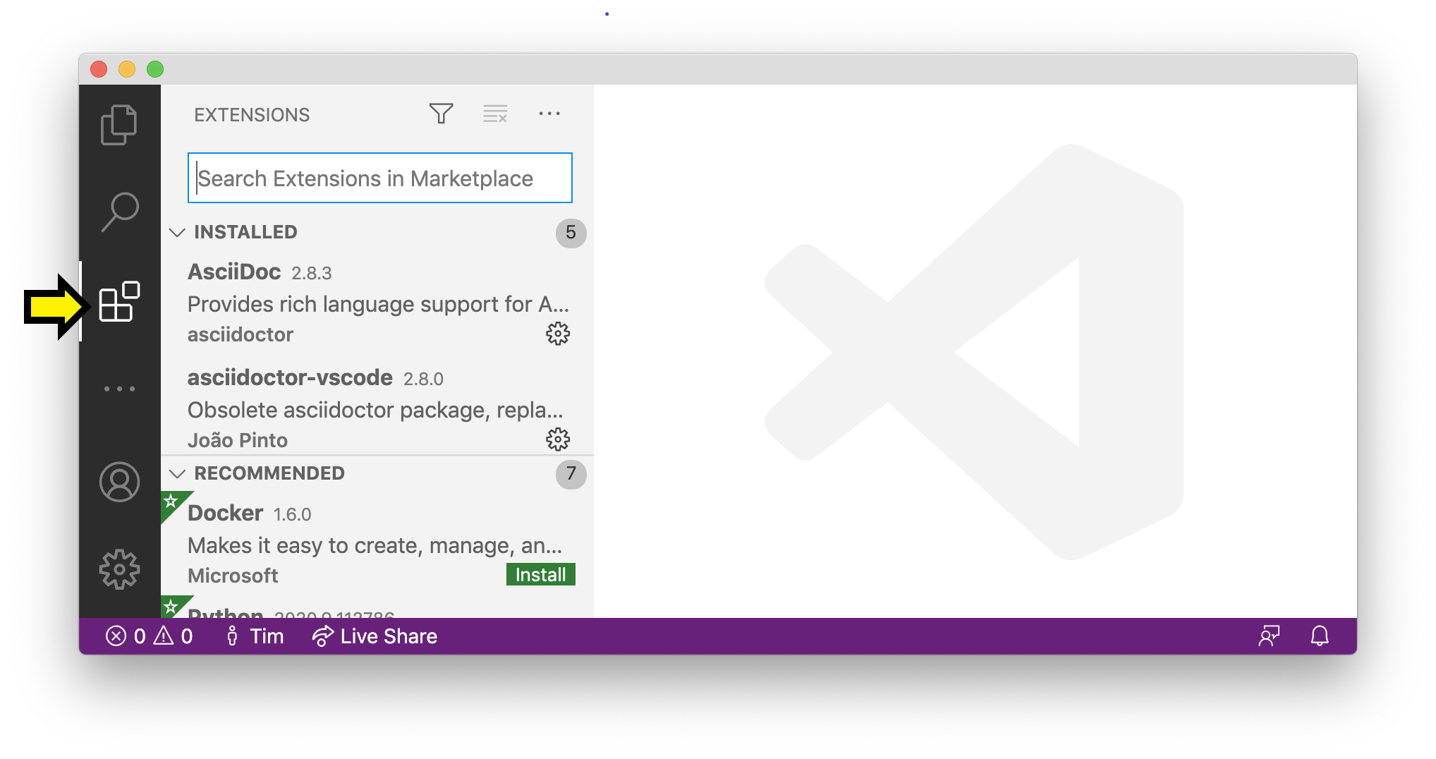 Click extensions icon screenshot