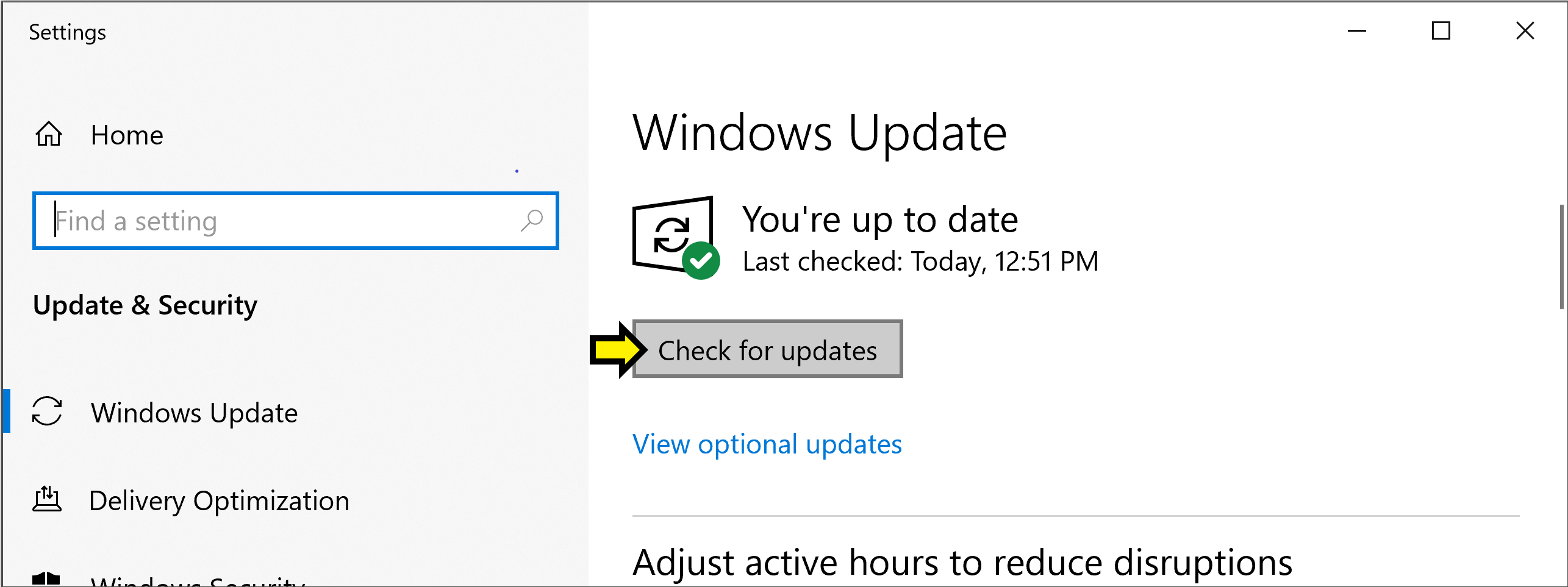 Available updates screenshot - Windows