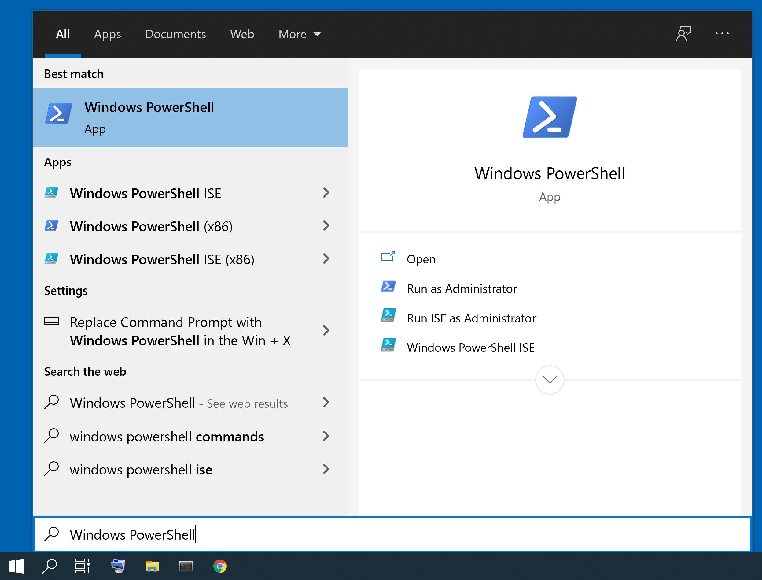 Windows PowerShell launch screenshot - Windows
