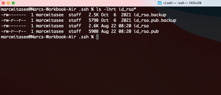 SSH key pair screenshot - Mac