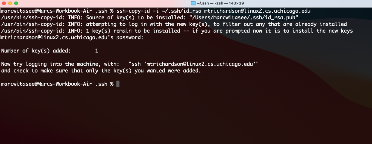 Authorize SSH keys screenshot - Mac
