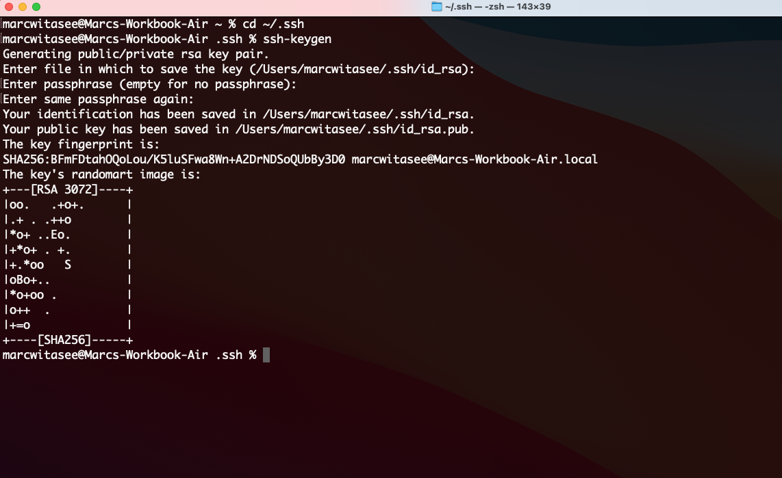 SSH keygen screenshot - Mac